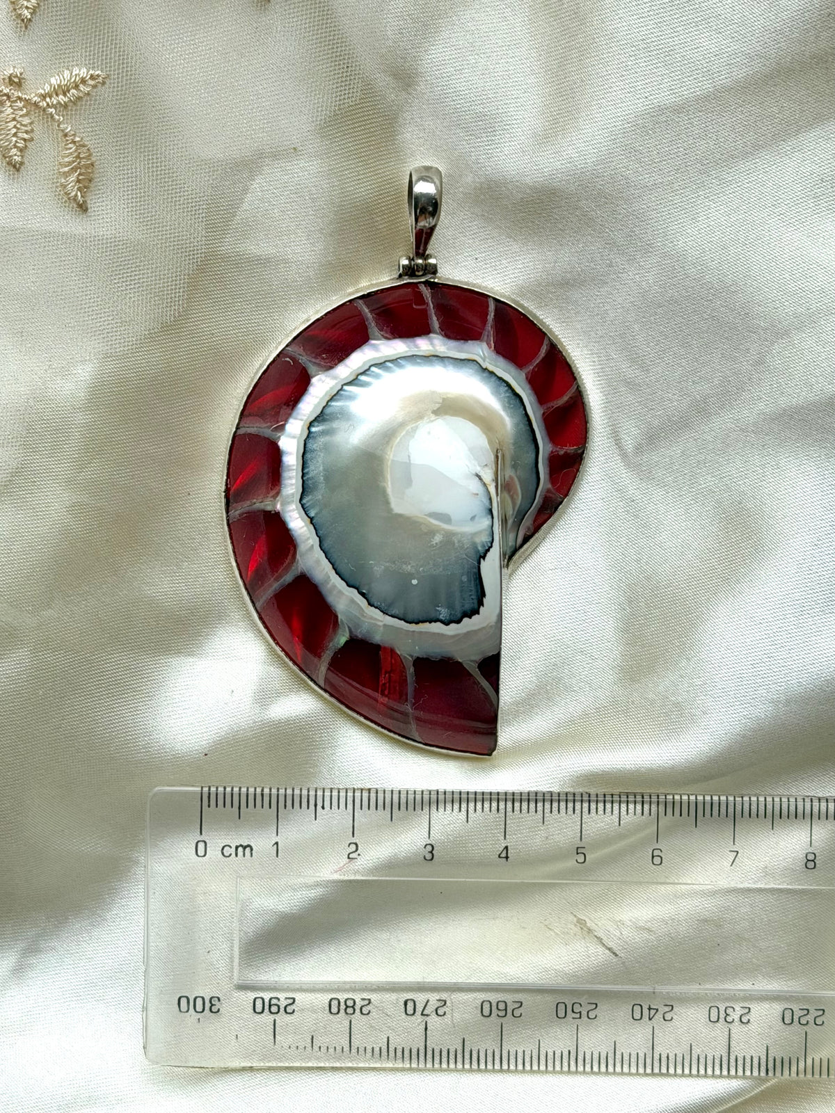 Huge Ammonite Sterling Silver Pendant