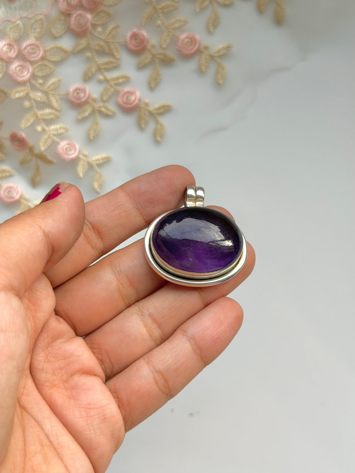 Big Amethyst Oval Pendant