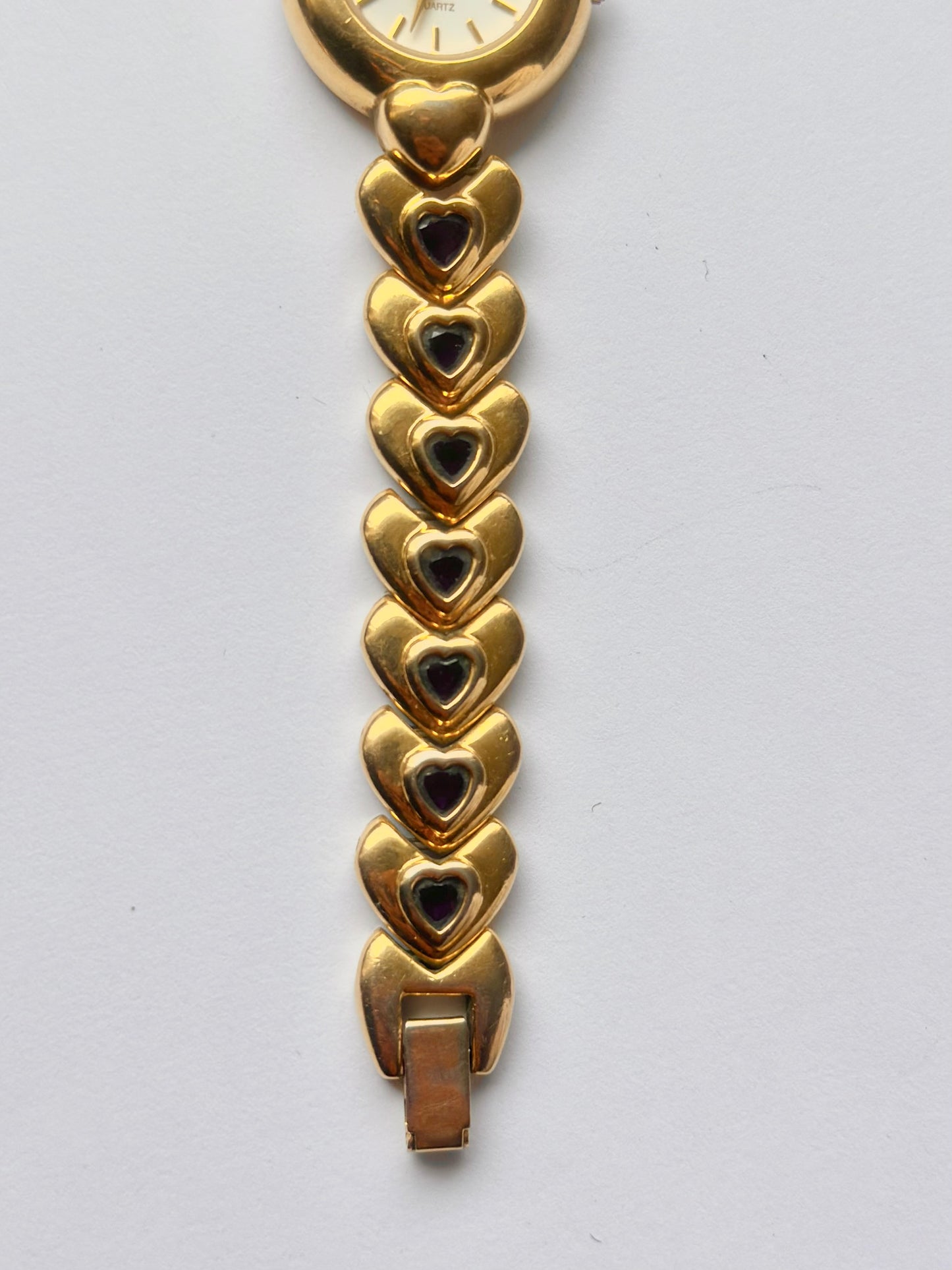 Real Amethyst Heart Gold Watch