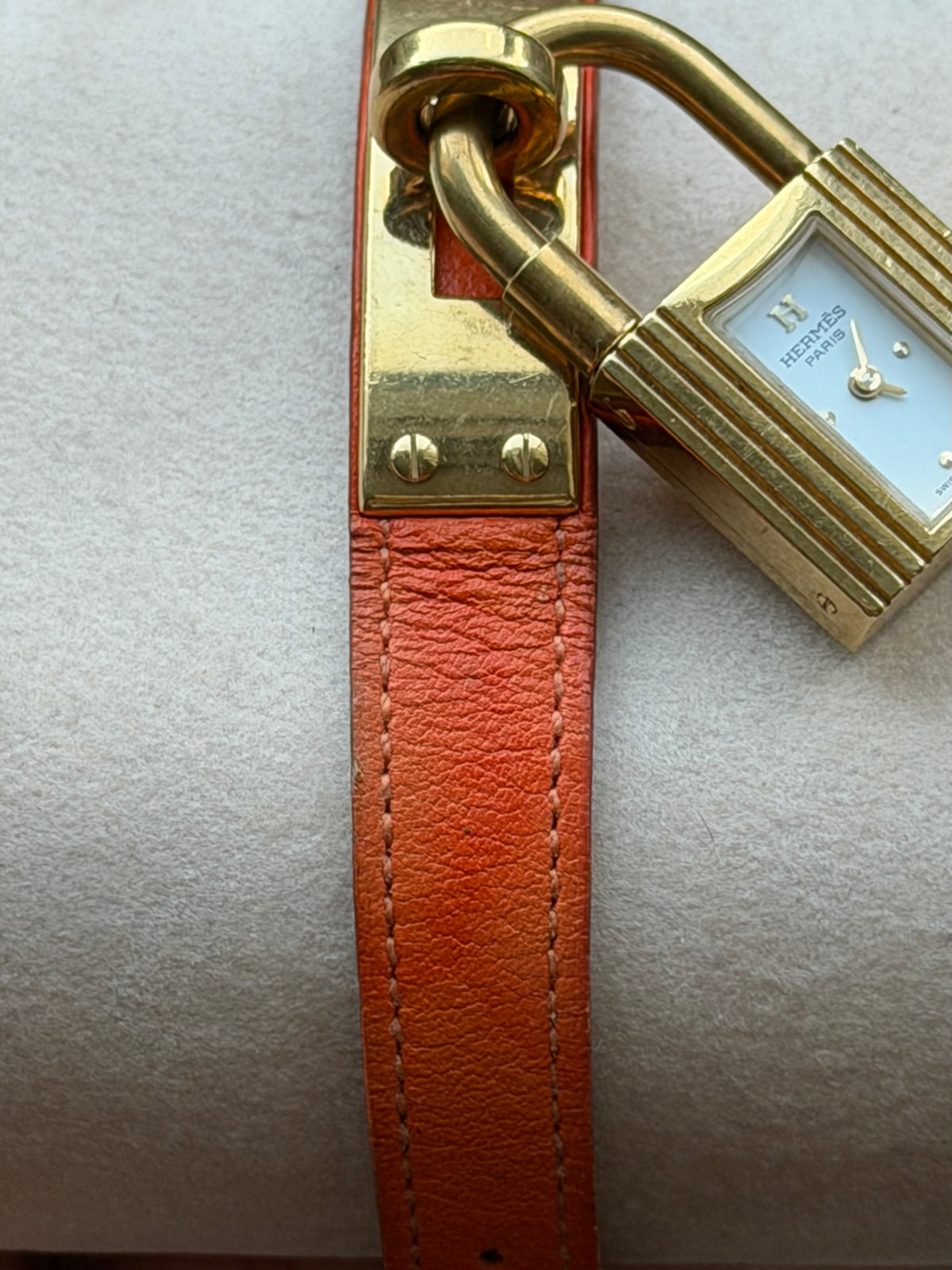 Authentic Hermes Leather Locket Watch