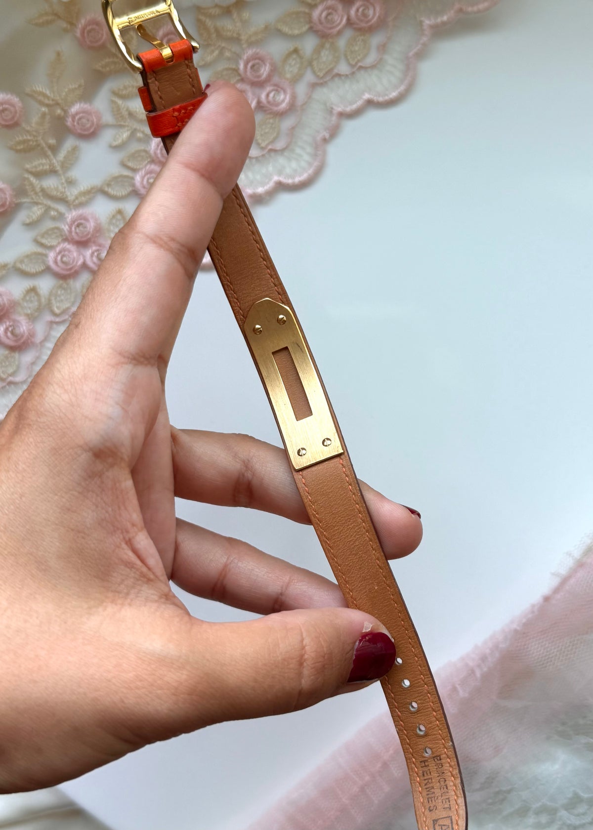 Authentic Hermes Leather Locket Watch