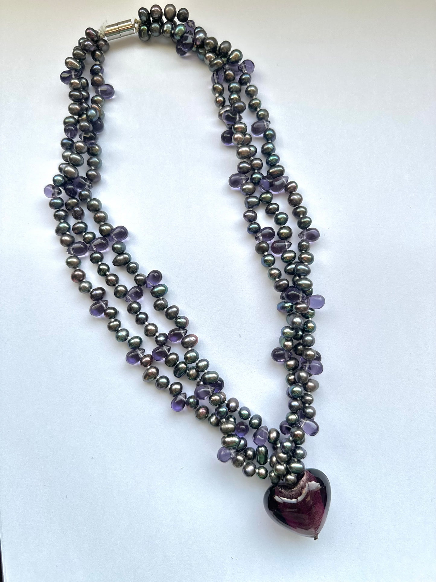 Statement Necklace Real Pearl Amethyst