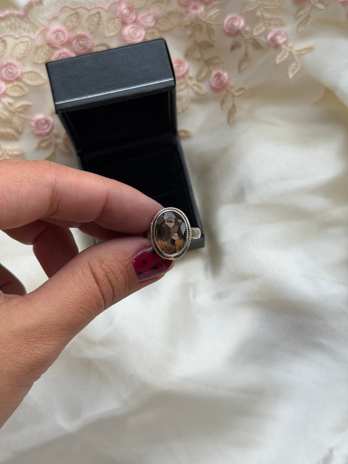Brown Quartz Sterling Silver Ring