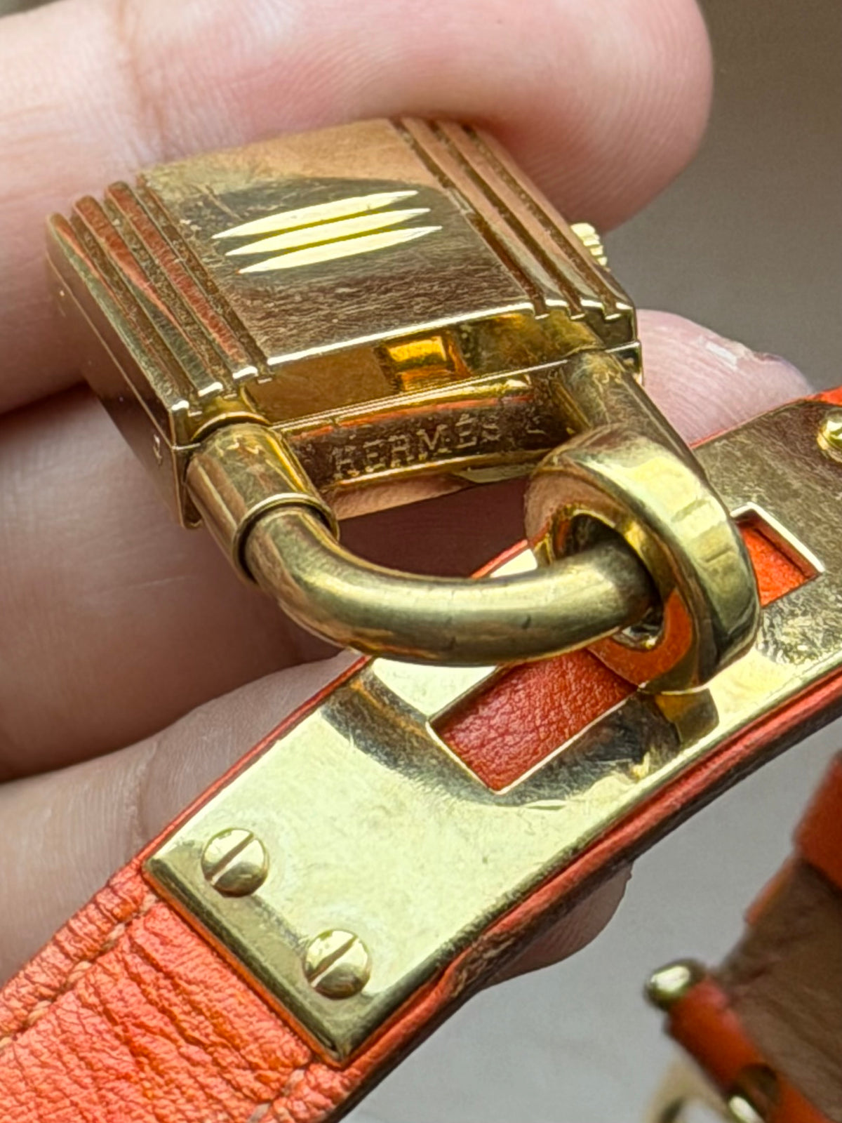 Authentic Hermes Leather Locket Watch