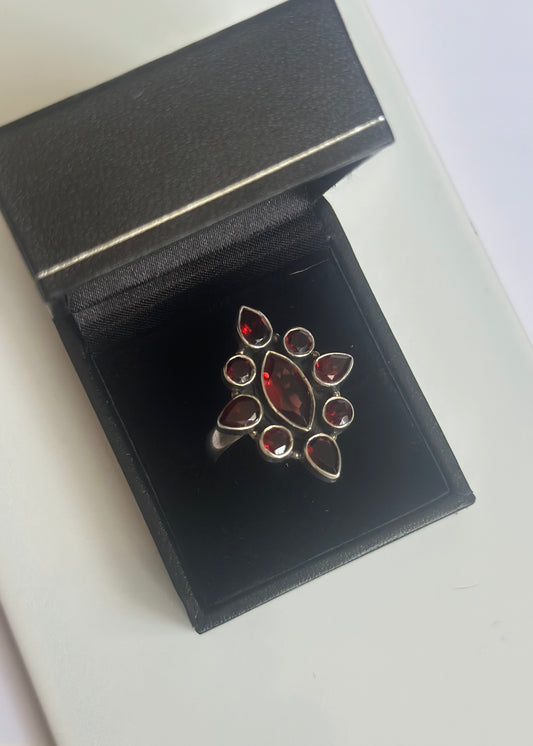 Sterling Silver Chunky Garnet Ring