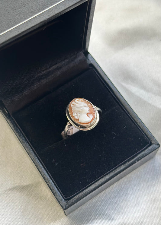 Sterling Silver Mid-Century Cameo Ring