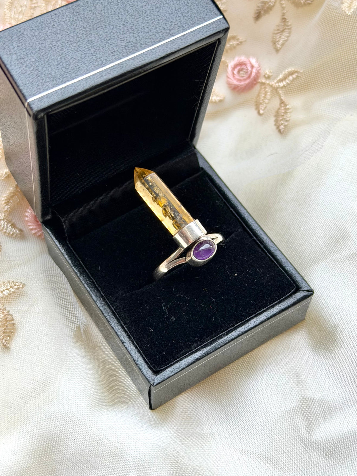 Amethyst & lemon quartz Sterling Silver Ring