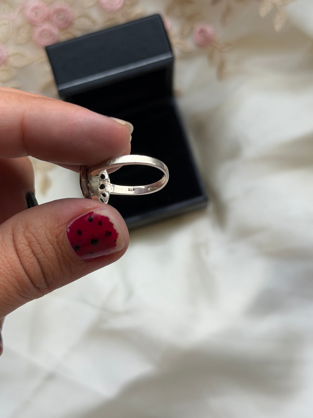 Onyx Marcasite Sterling Silver Ring