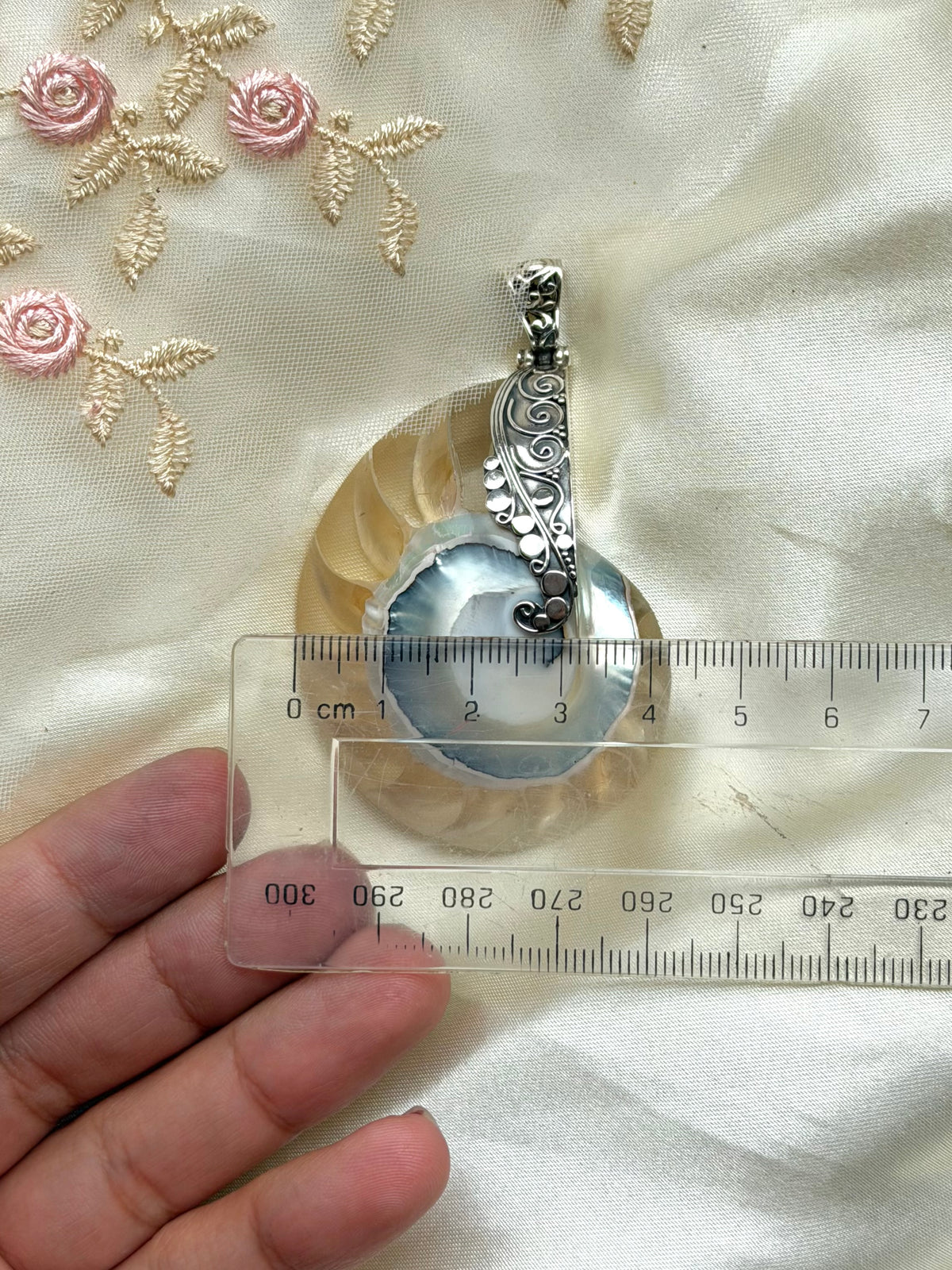 Huge Ammonite Shell Sterling Silver Pendant