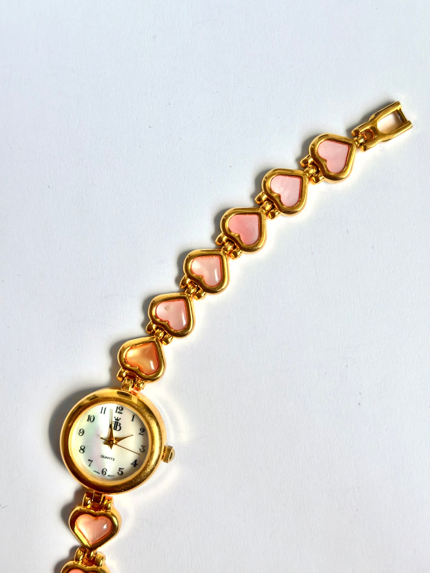 Pink Hearts Gold Watch
