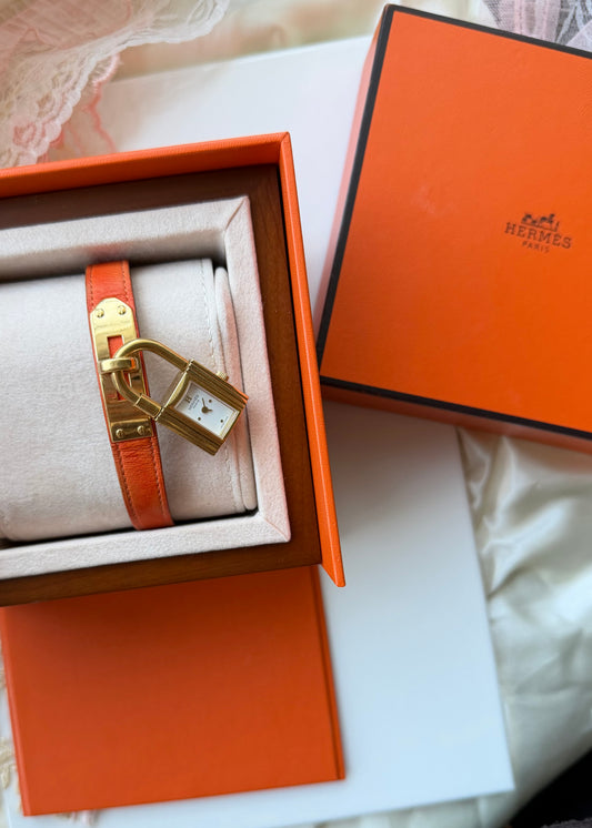 Authentic Hermes Leather Locket Watch