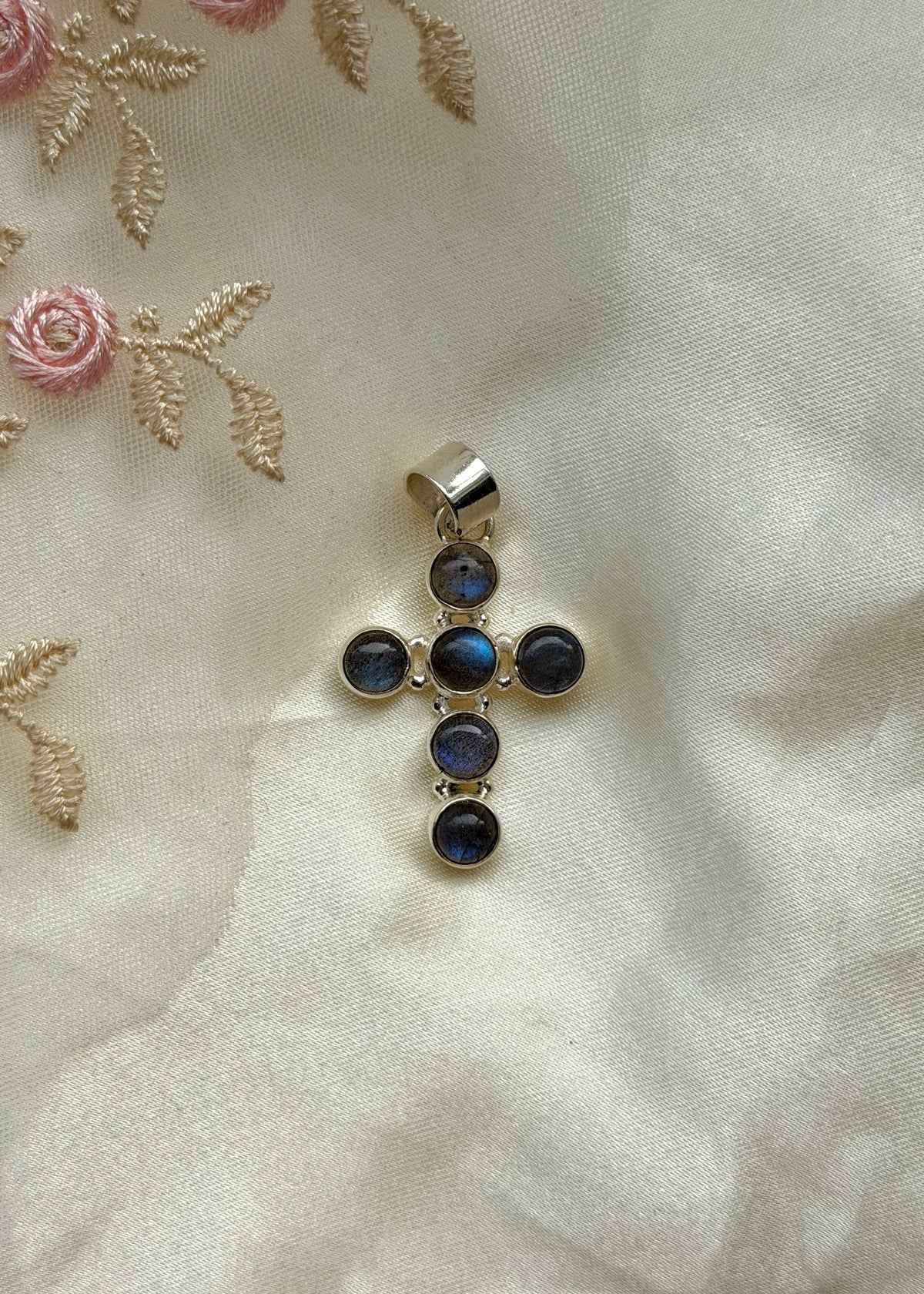 Labradorite Cross Sterling Pendant