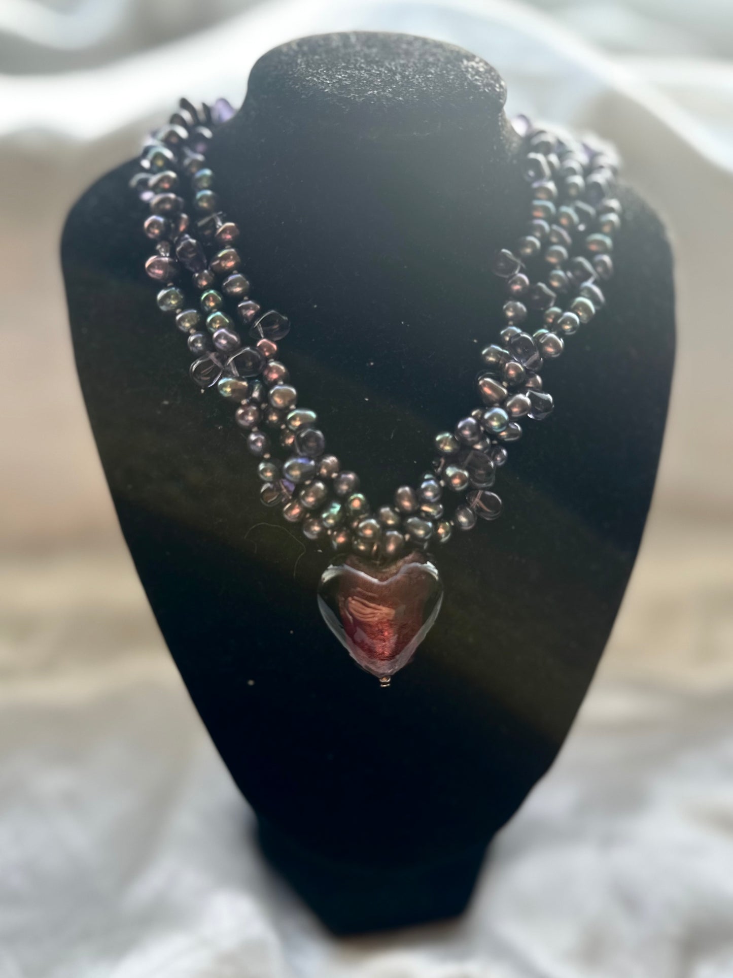 Statement Necklace Real Pearl Amethyst