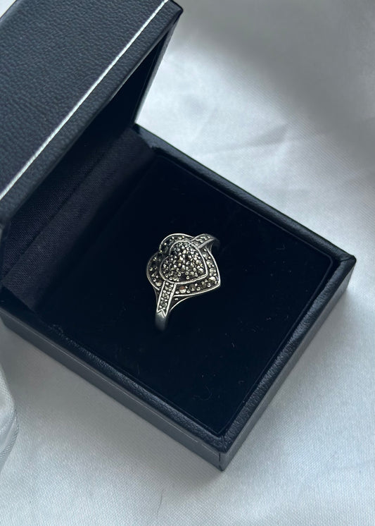 Sterling Silver Marcasite Heart Ring