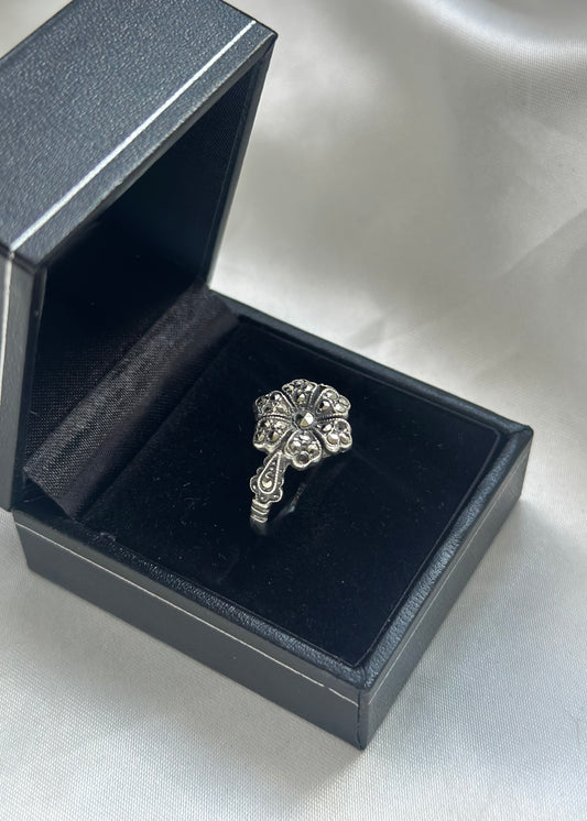 Sterling Silver Marcasite Flower Ring
