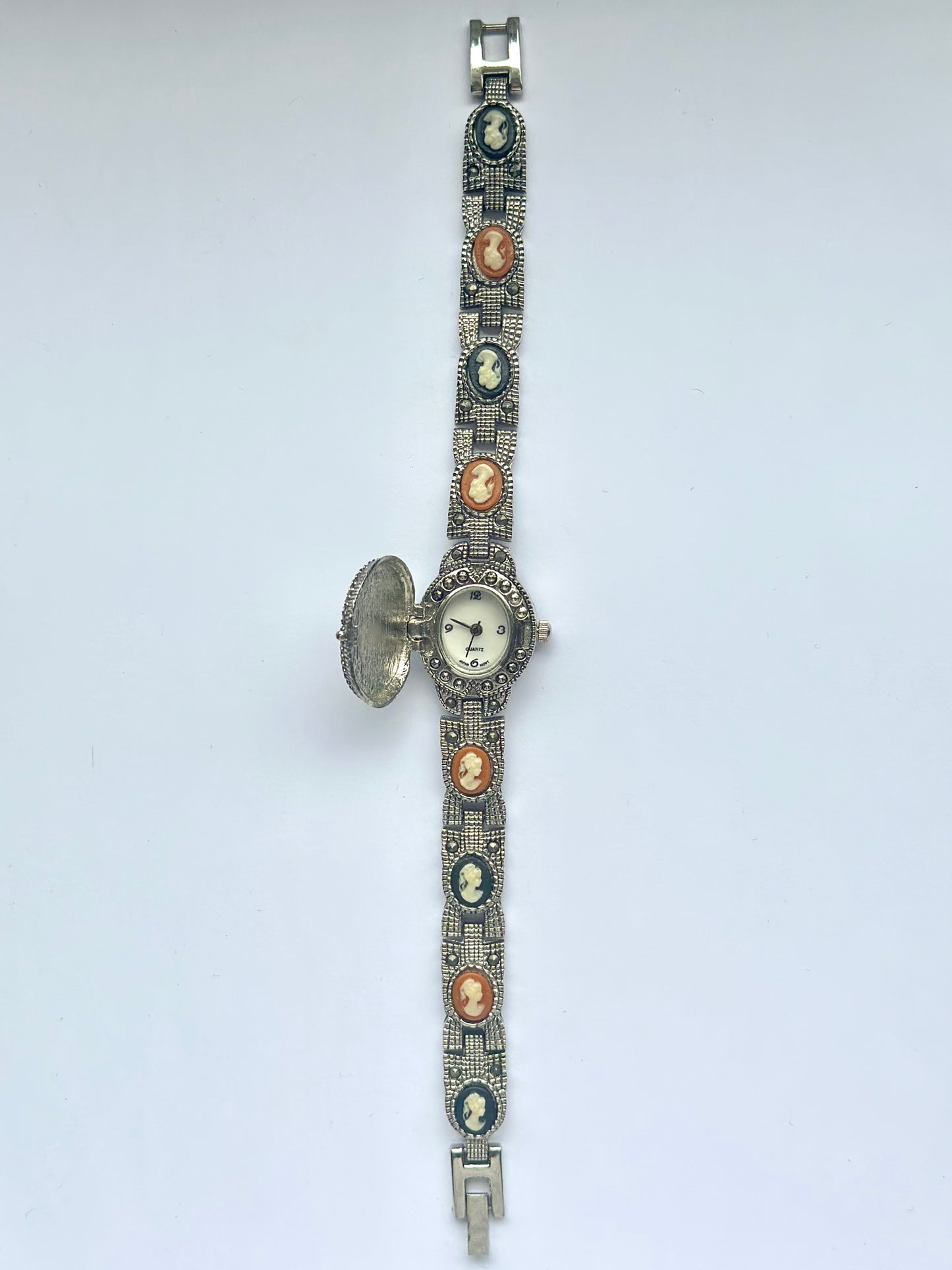 Silver Cameo Hidden Watch