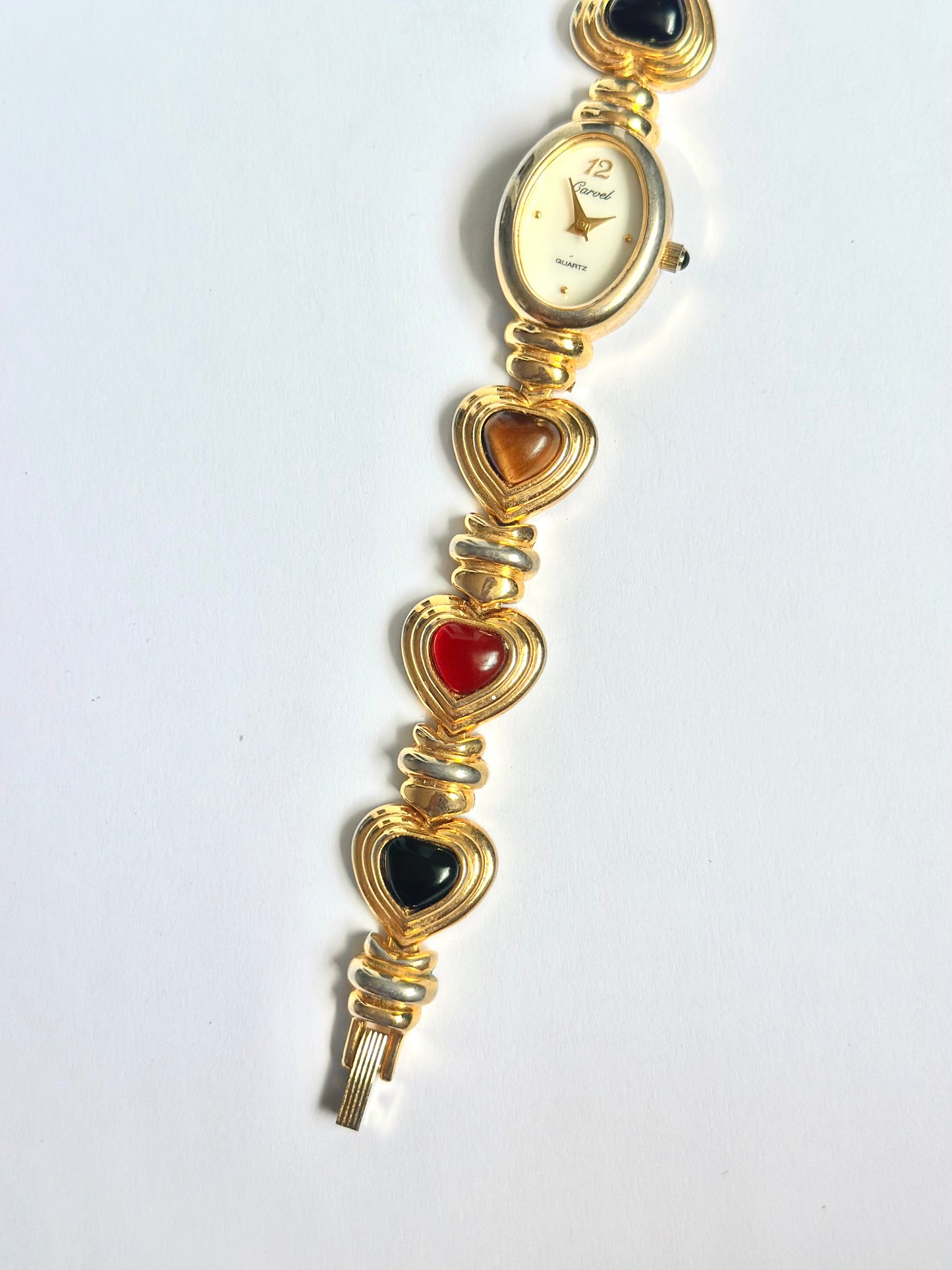 Gold Multi Colour Heart Watch
