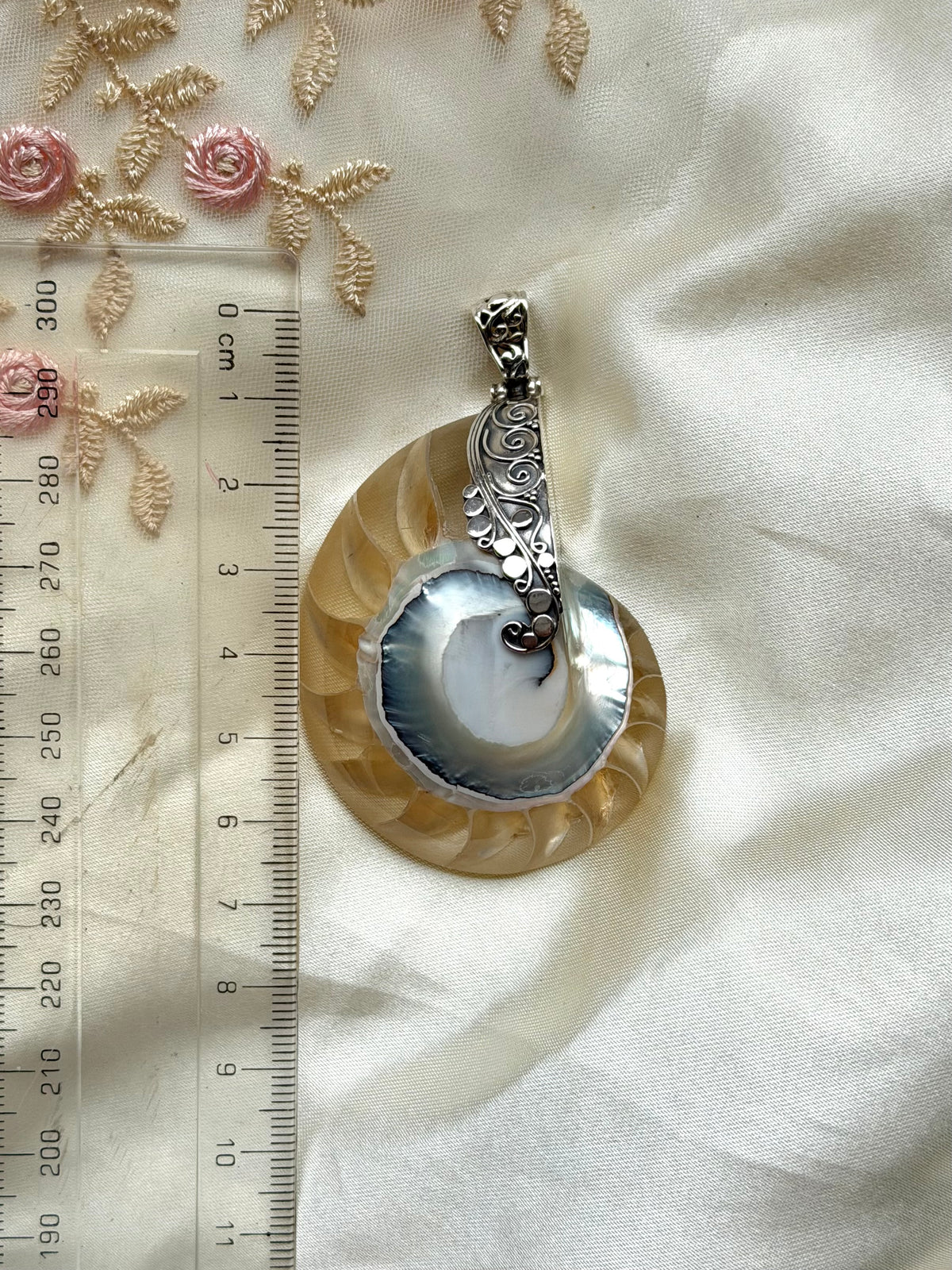 Huge Ammonite Shell Sterling Silver Pendant
