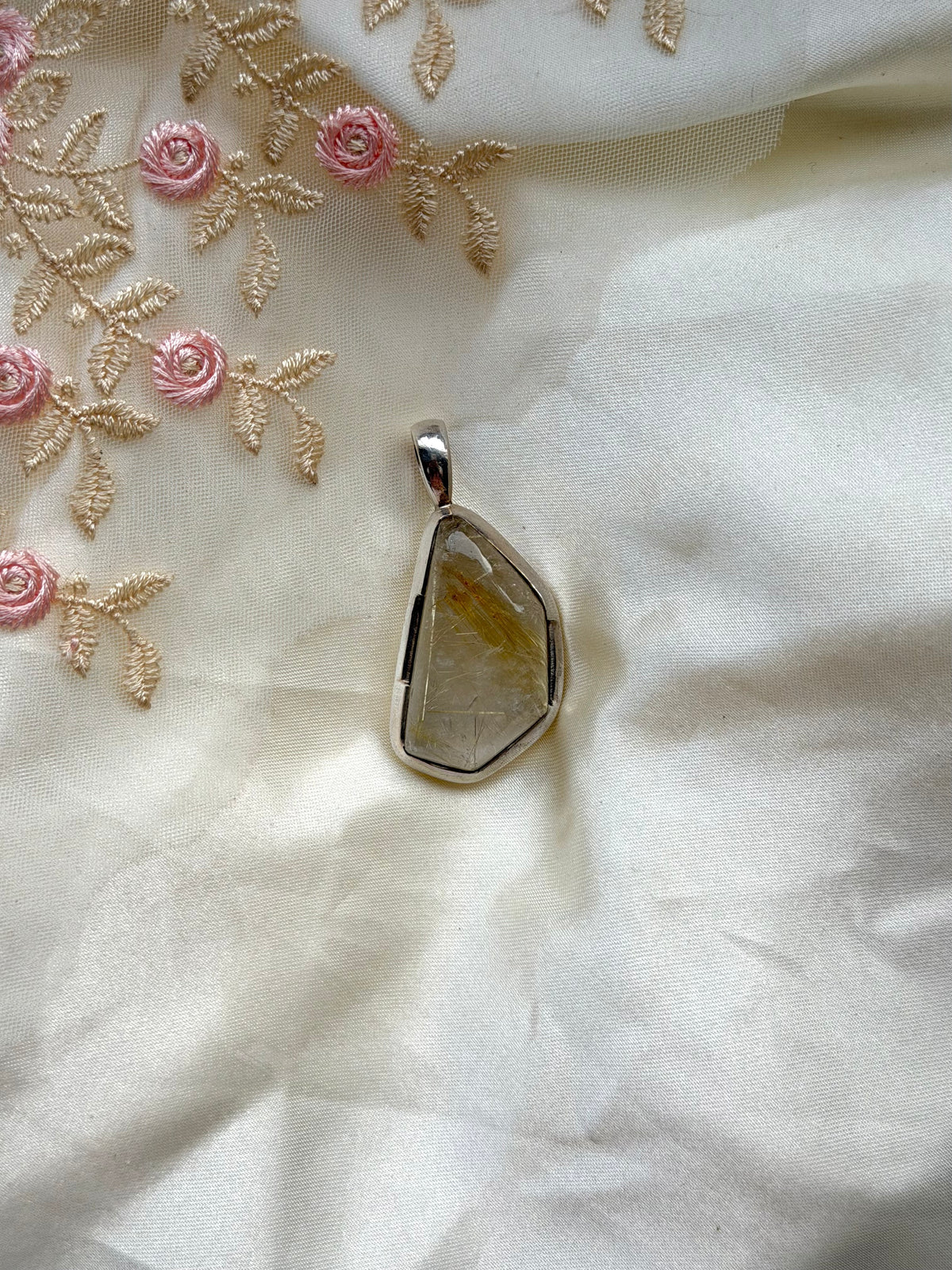 Irregular Shape Quartz Sterling Pendant