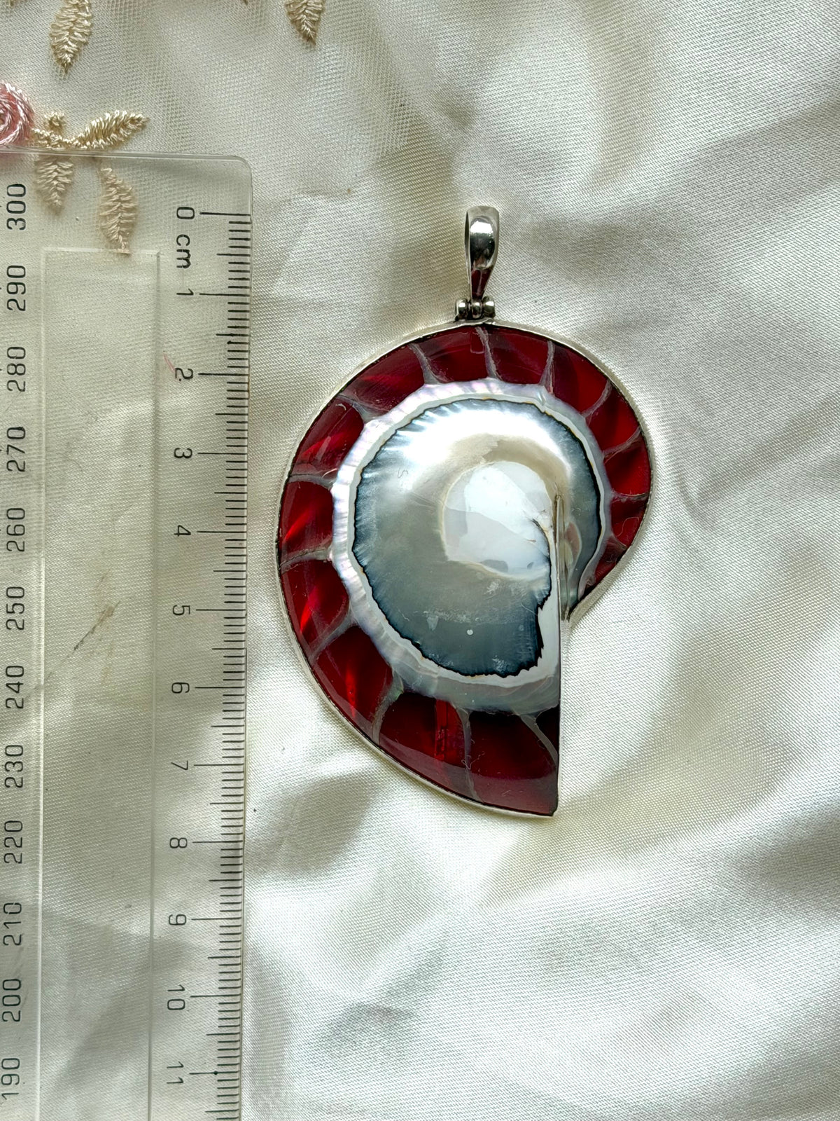 Huge Ammonite Sterling Silver Pendant