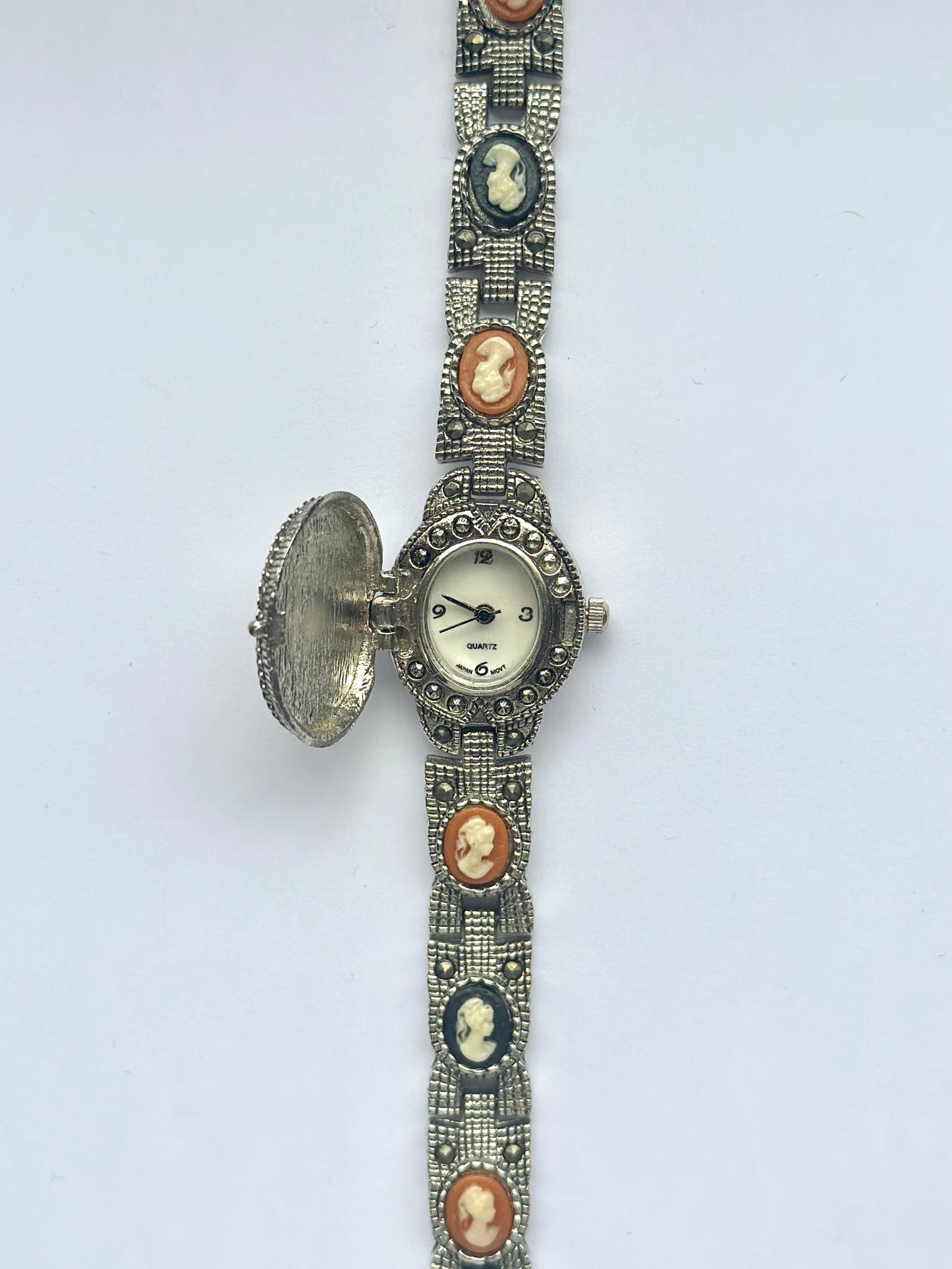 Silver Cameo Hidden Watch