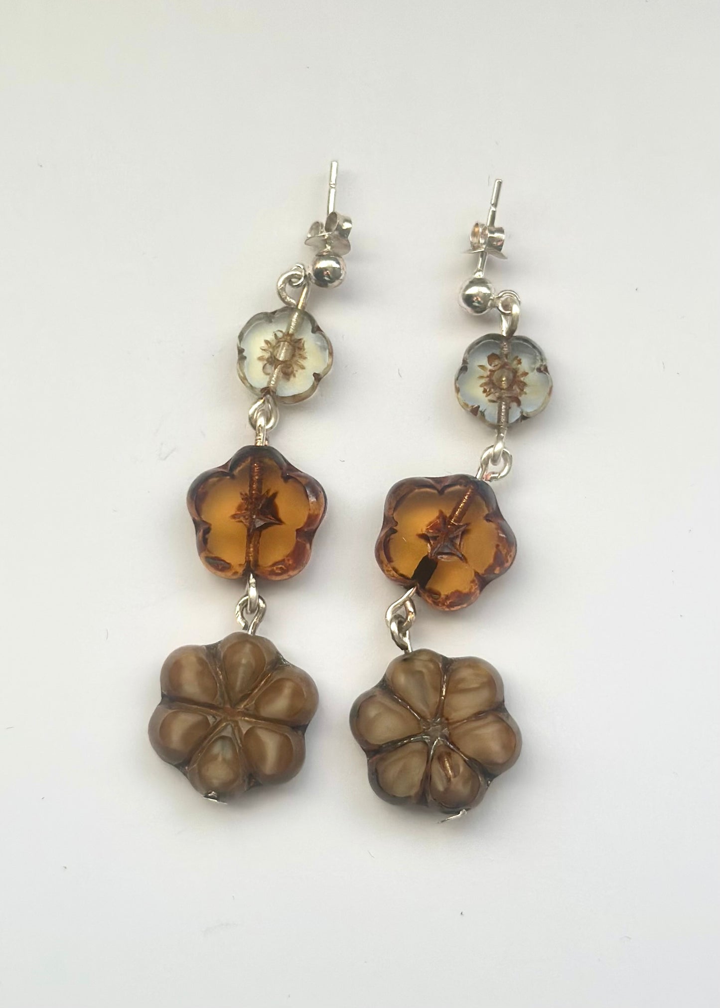 Handmade 925 Silver Flower Earrings