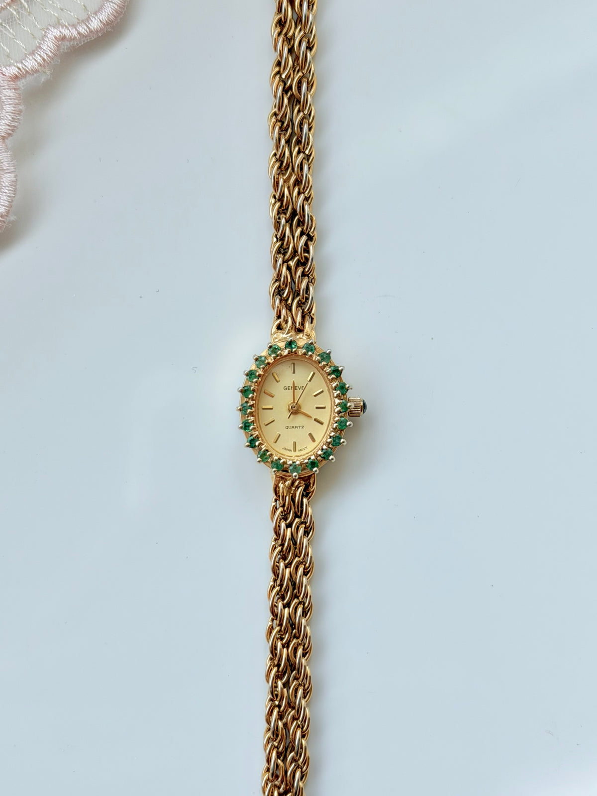 Real Emerald Gems Gold Watch