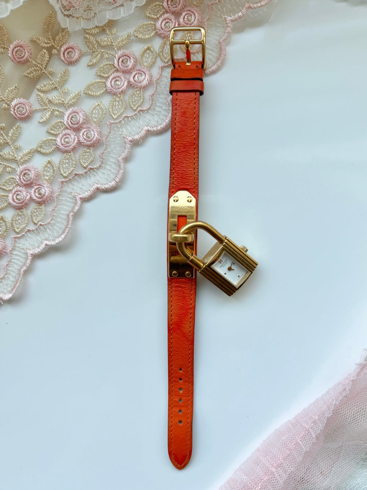 Authentic Hermes Leather Locket Watch