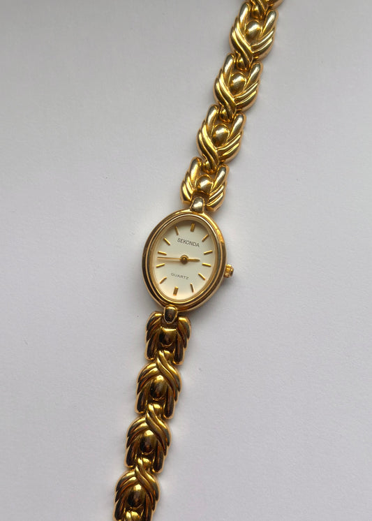 Patterned Gold Watch