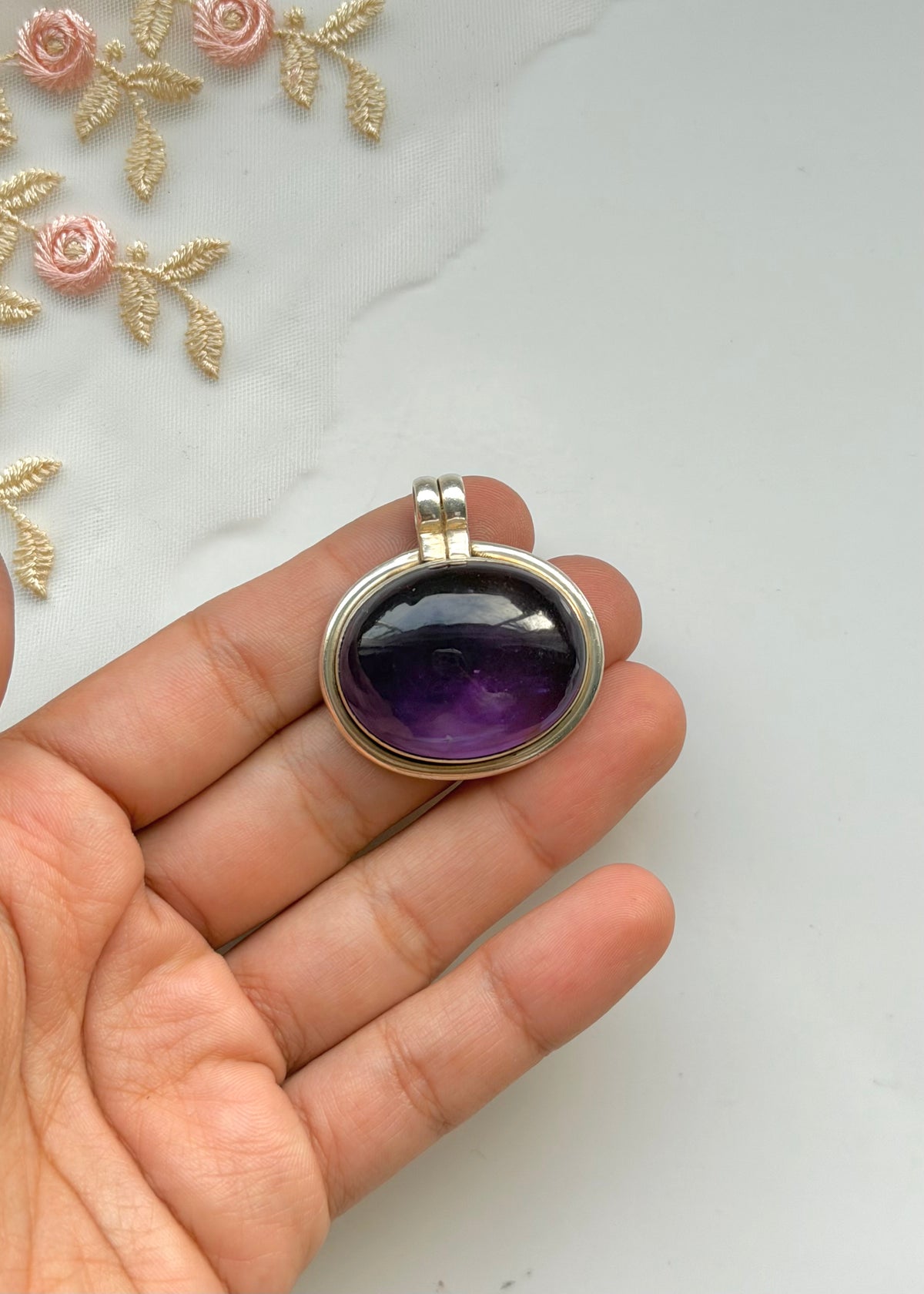 Big Amethyst Oval Pendant