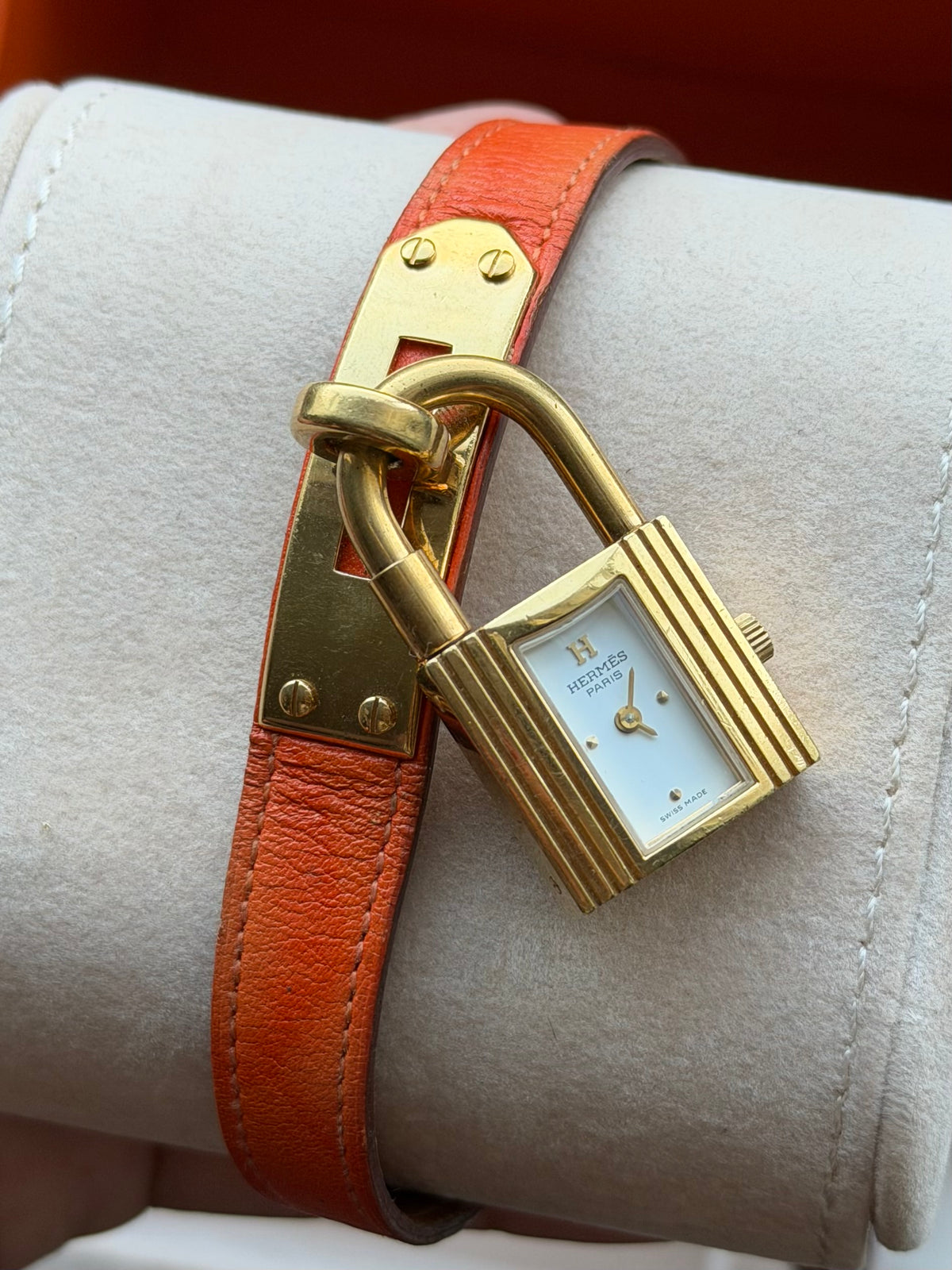 Authentic Hermes Leather Locket Watch