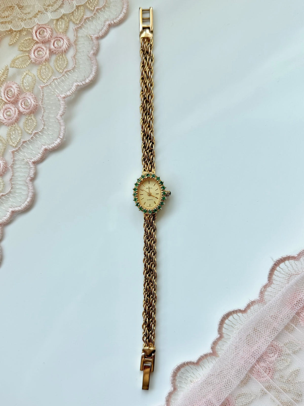 Real Emerald Gems Gold Watch