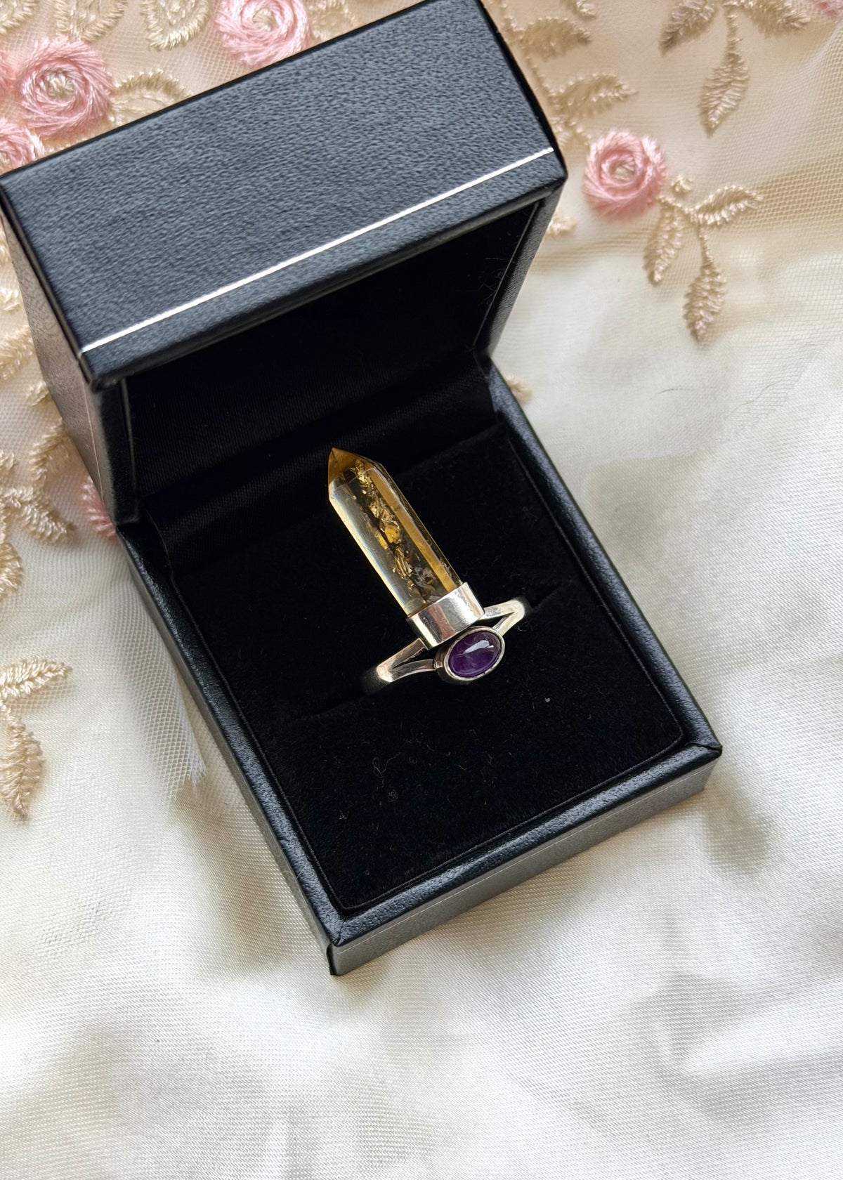 Amethyst & lemon quartz Sterling Silver Ring