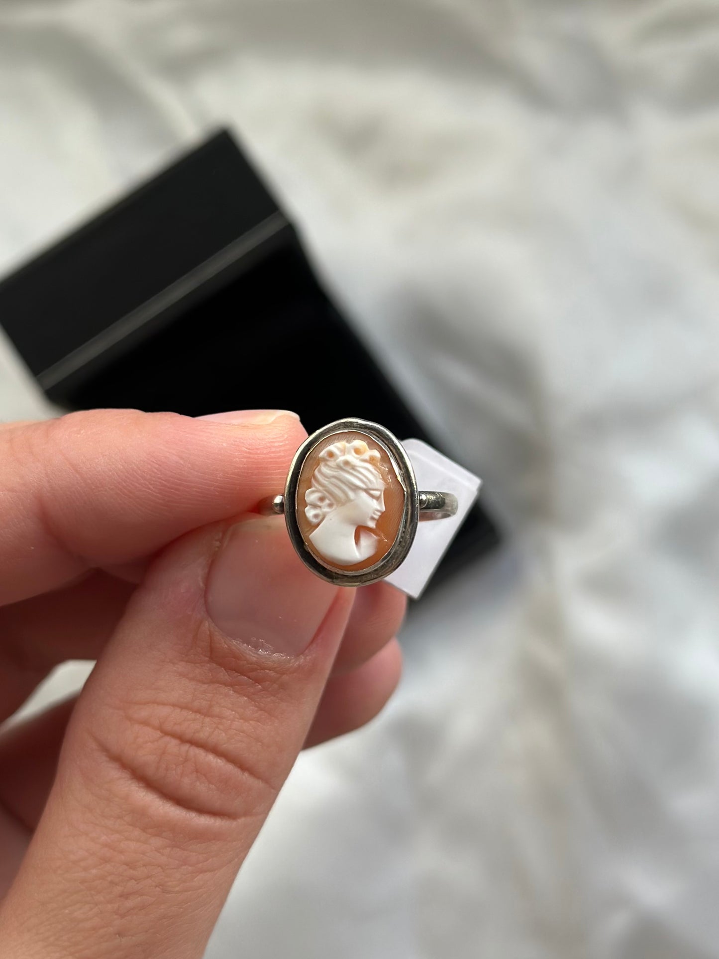 Sterling Silver Mid-Century Cameo Ring