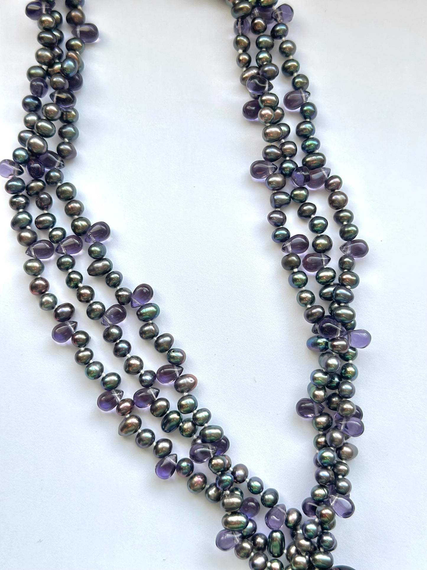 Statement Necklace Real Pearl Amethyst