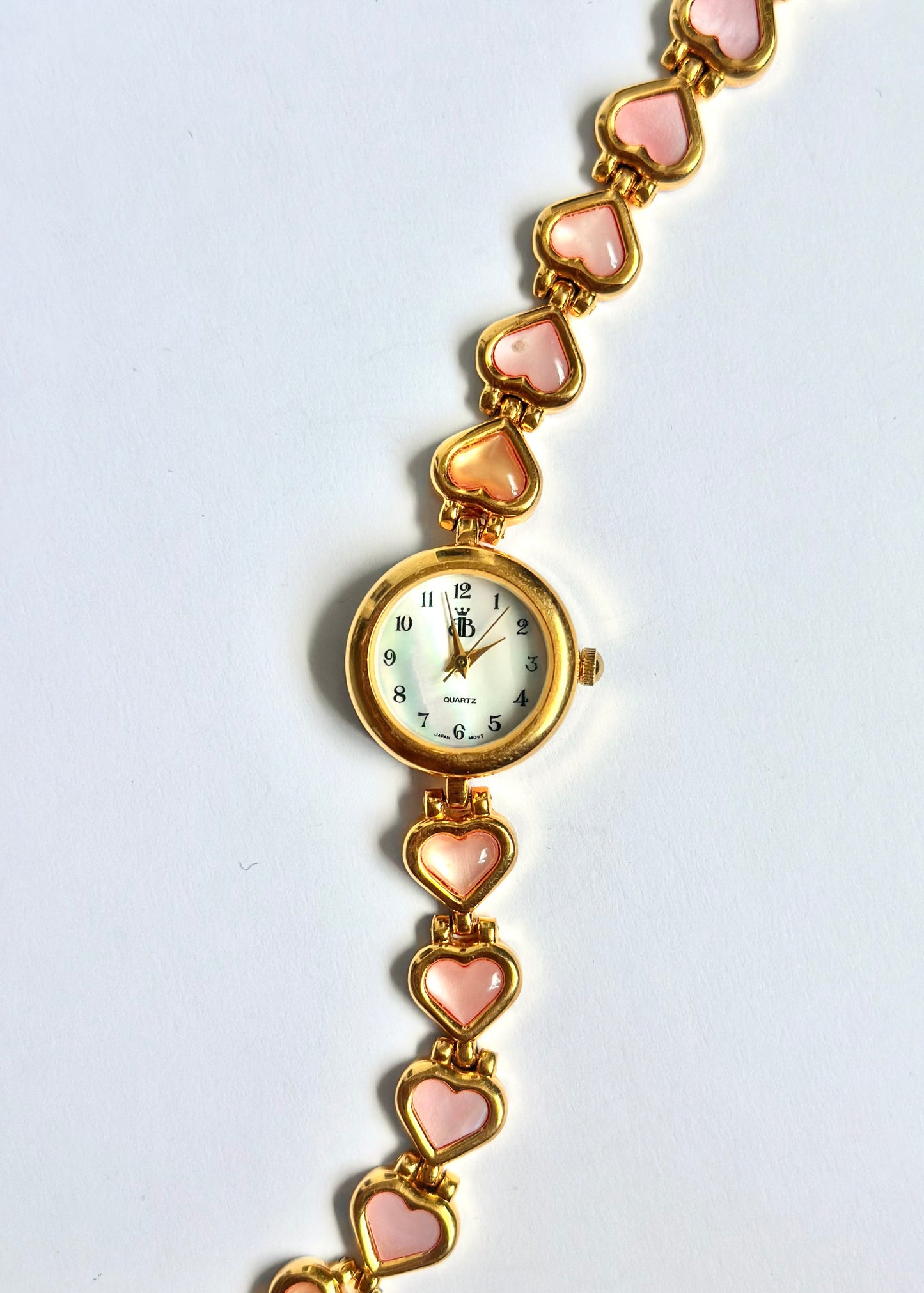 Pink Hearts Gold Watch