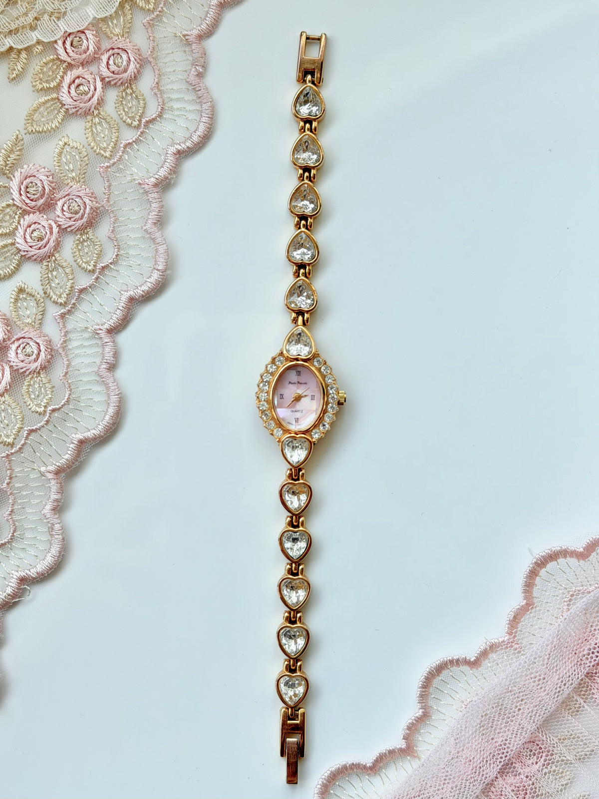 Gold Pink Hearts Watch
