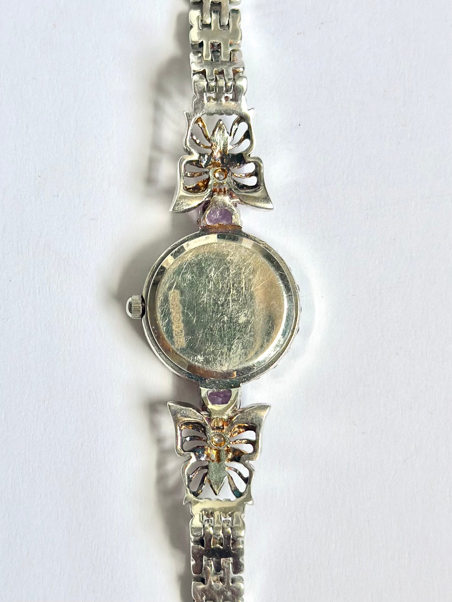 Sterling Silver Amethyst Butterfly Watch