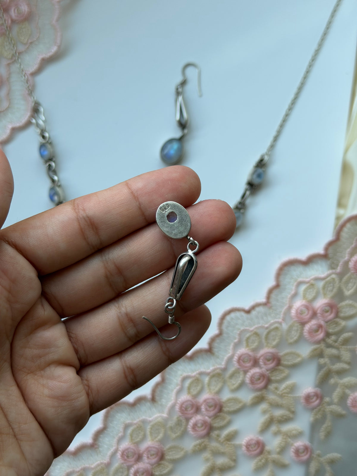 Sterling Silver Moonstone and Amethyst Necklace Set