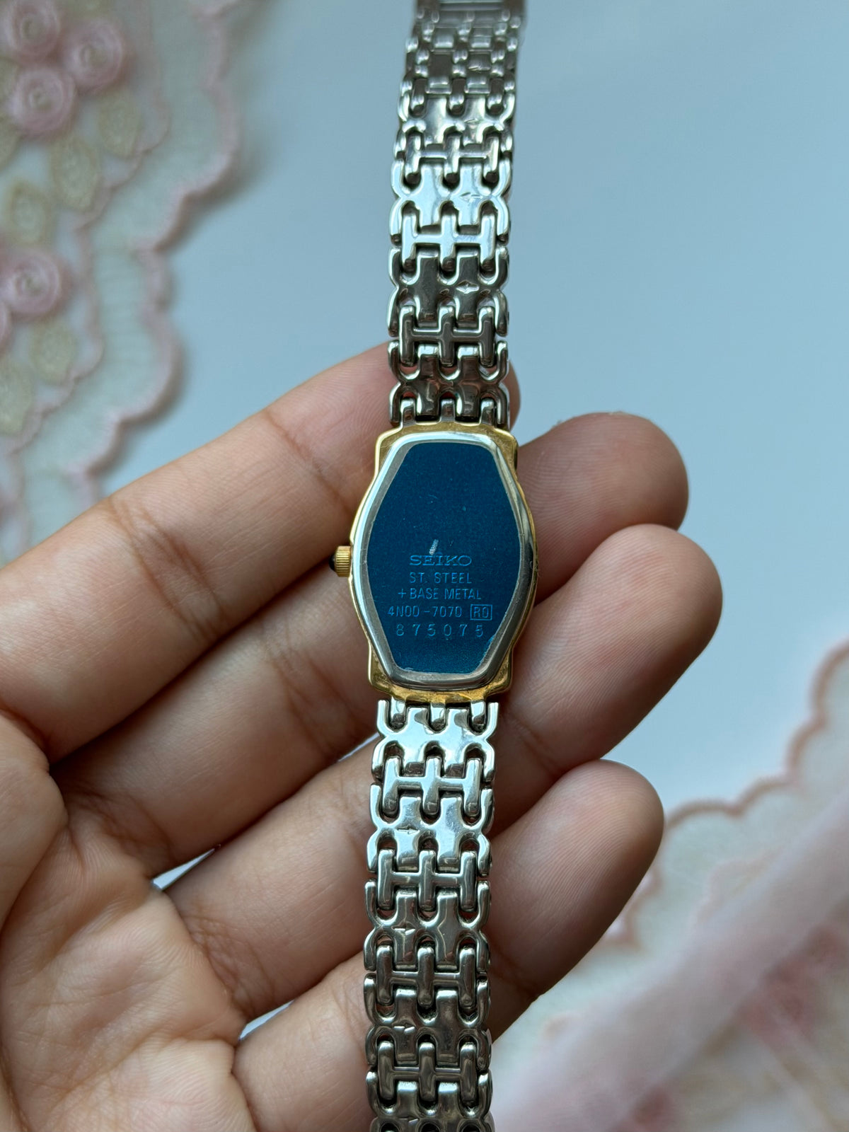 Rare Seiko Blue Dial Two Tone Watch