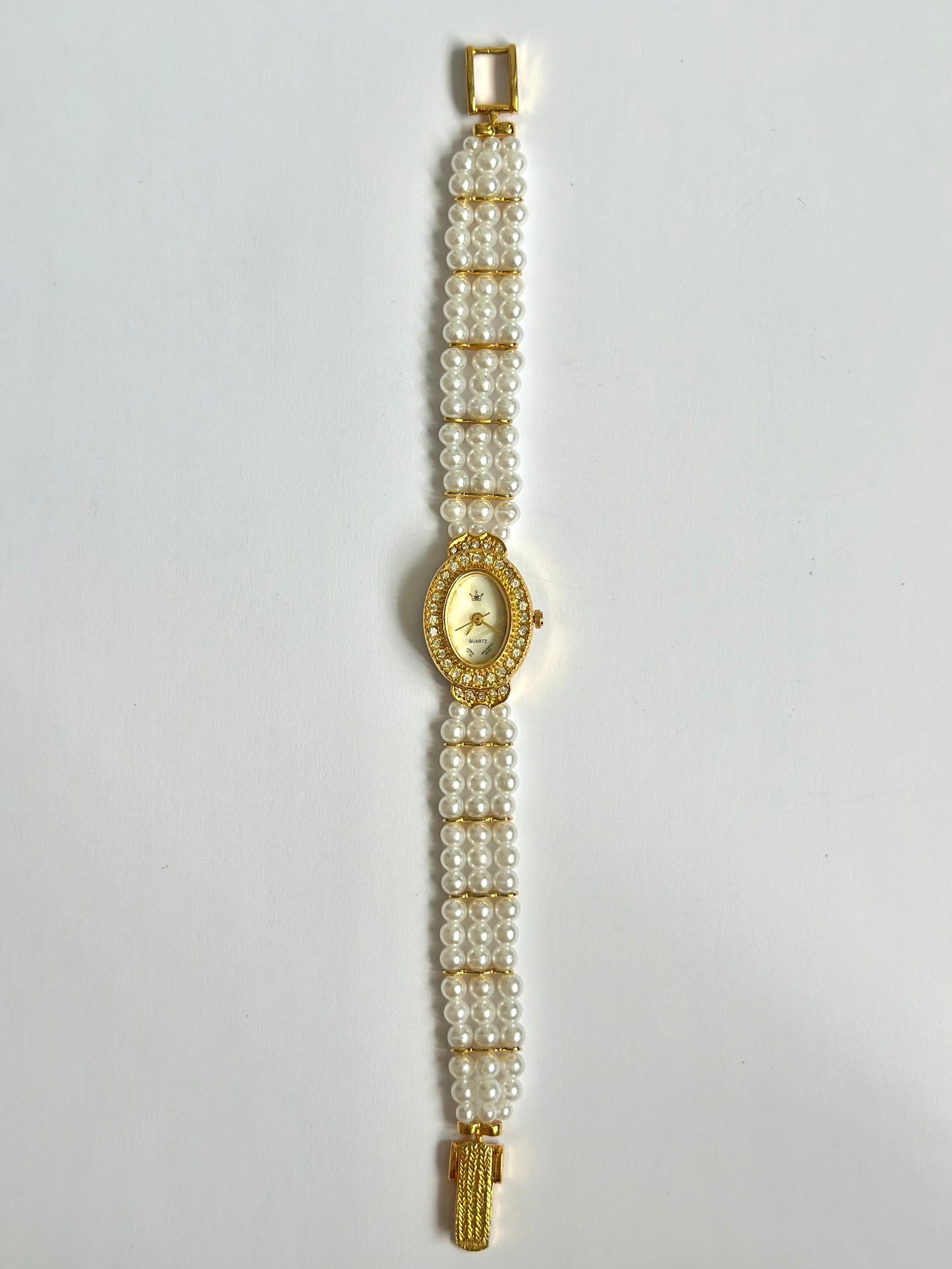 Faux Pearl Gold Watch