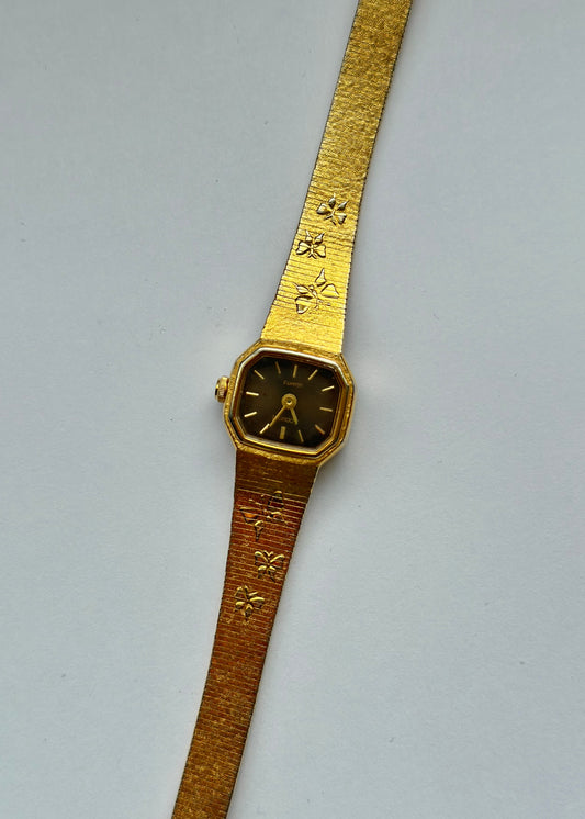 Gold Butterfly Engraved Watch