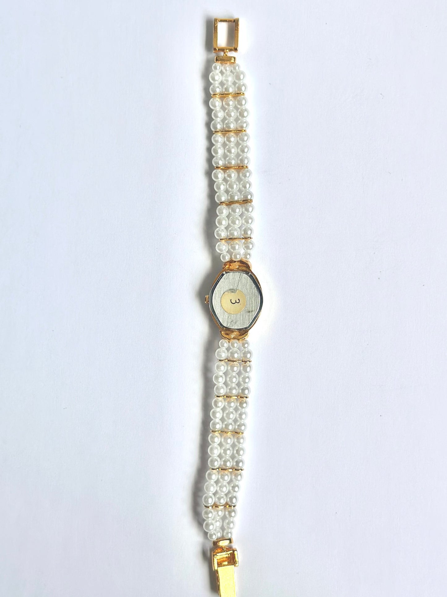 Faux Pearl Gold Watch