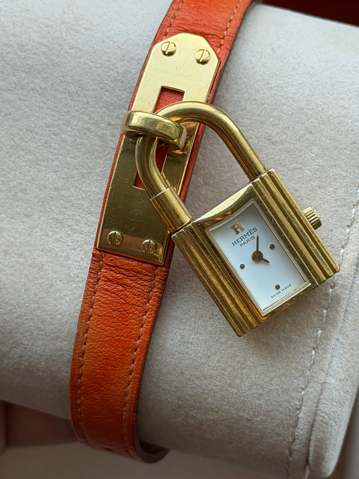 Authentic Hermes Leather Locket Watch