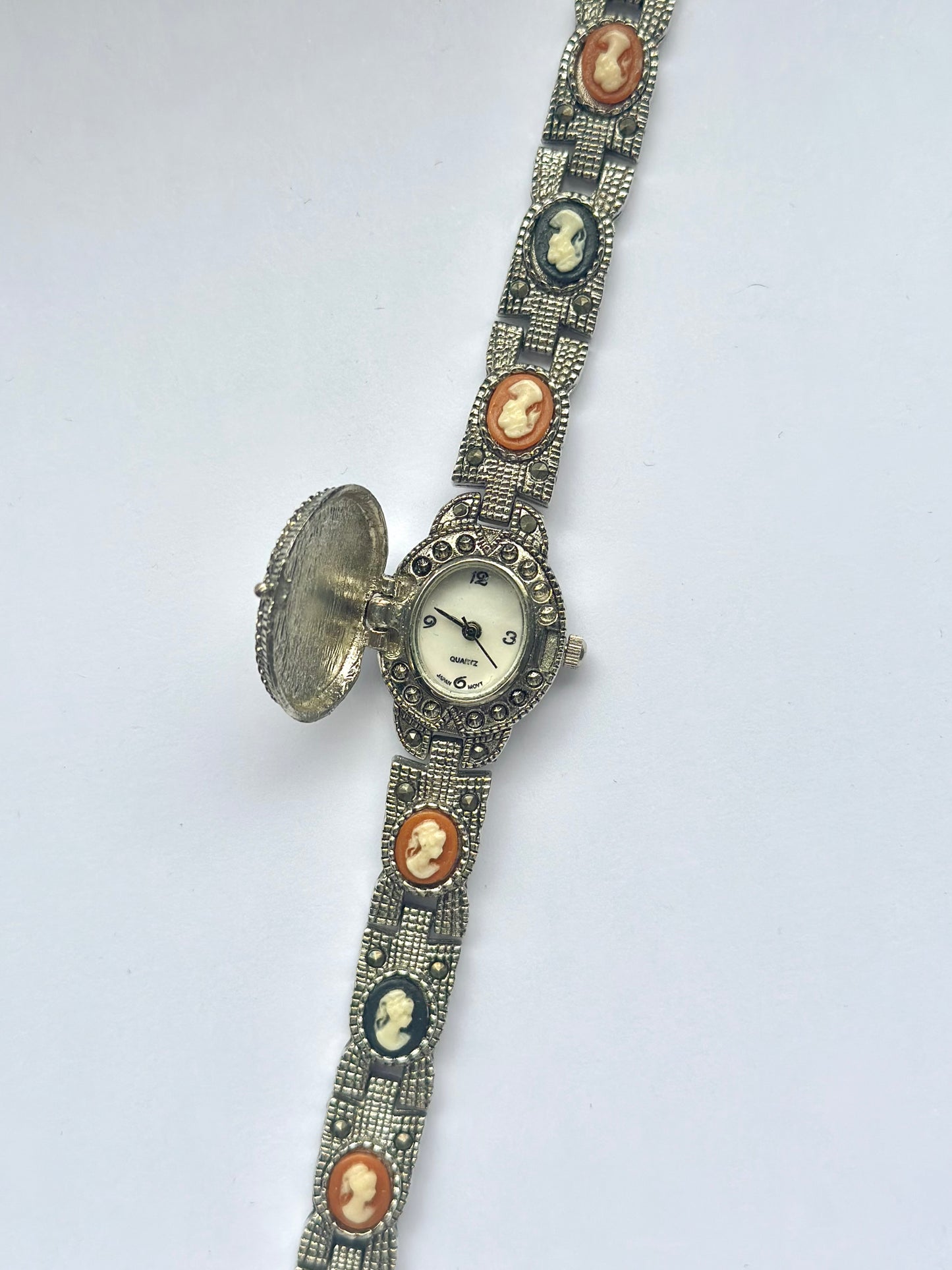 Silver Cameo Hidden Watch