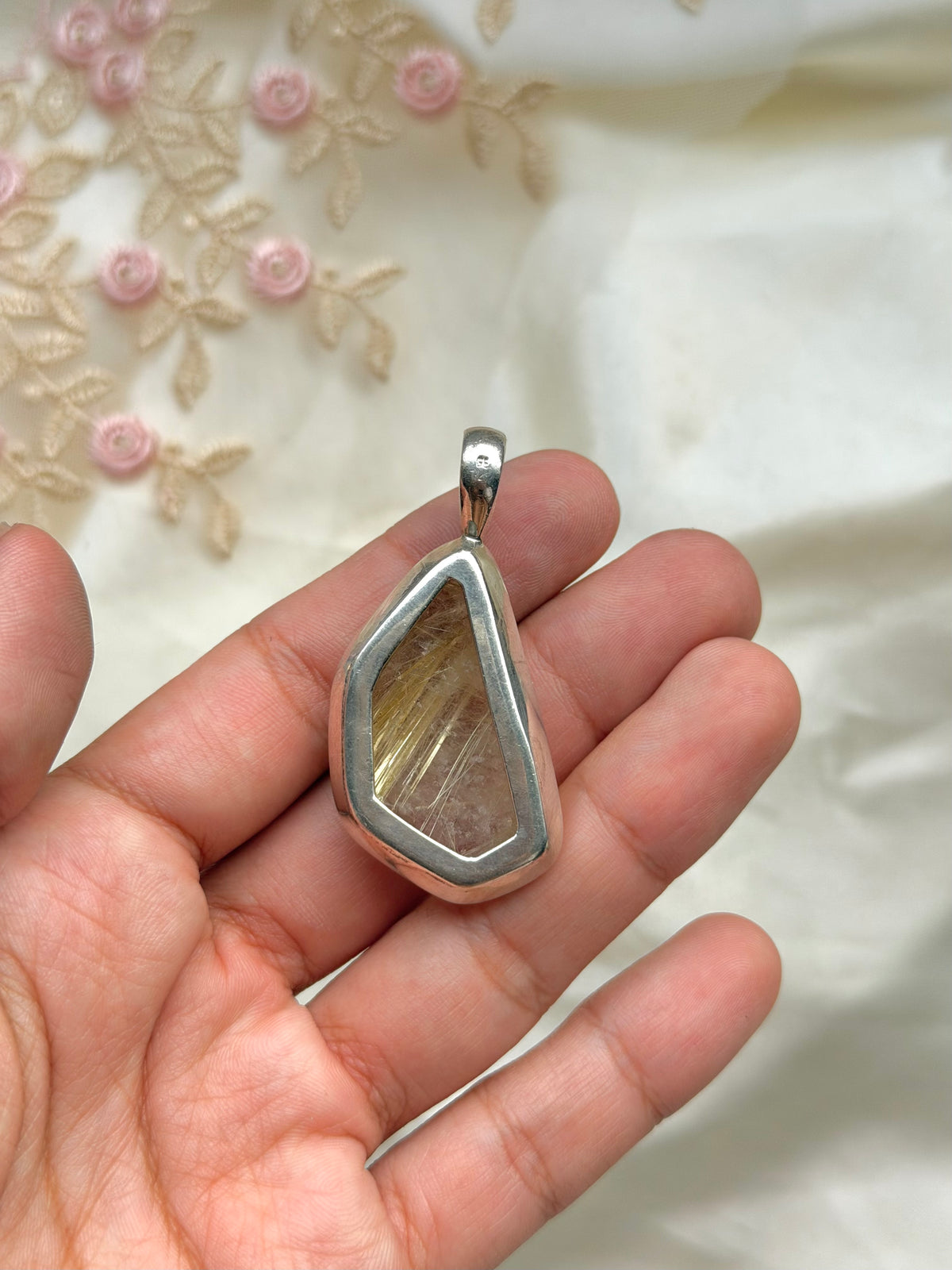 Irregular Shape Quartz Sterling Pendant