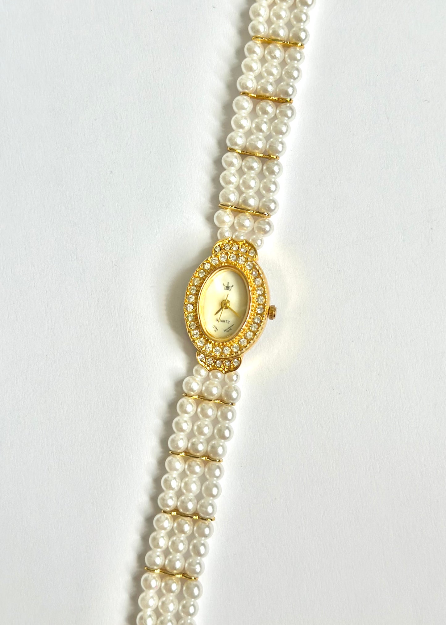Faux Pearl Gold Watch