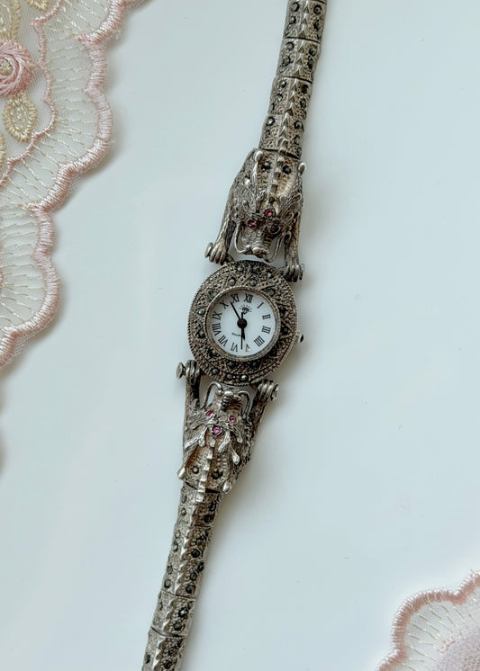 Sterling Silver Dragon Ruby Watch