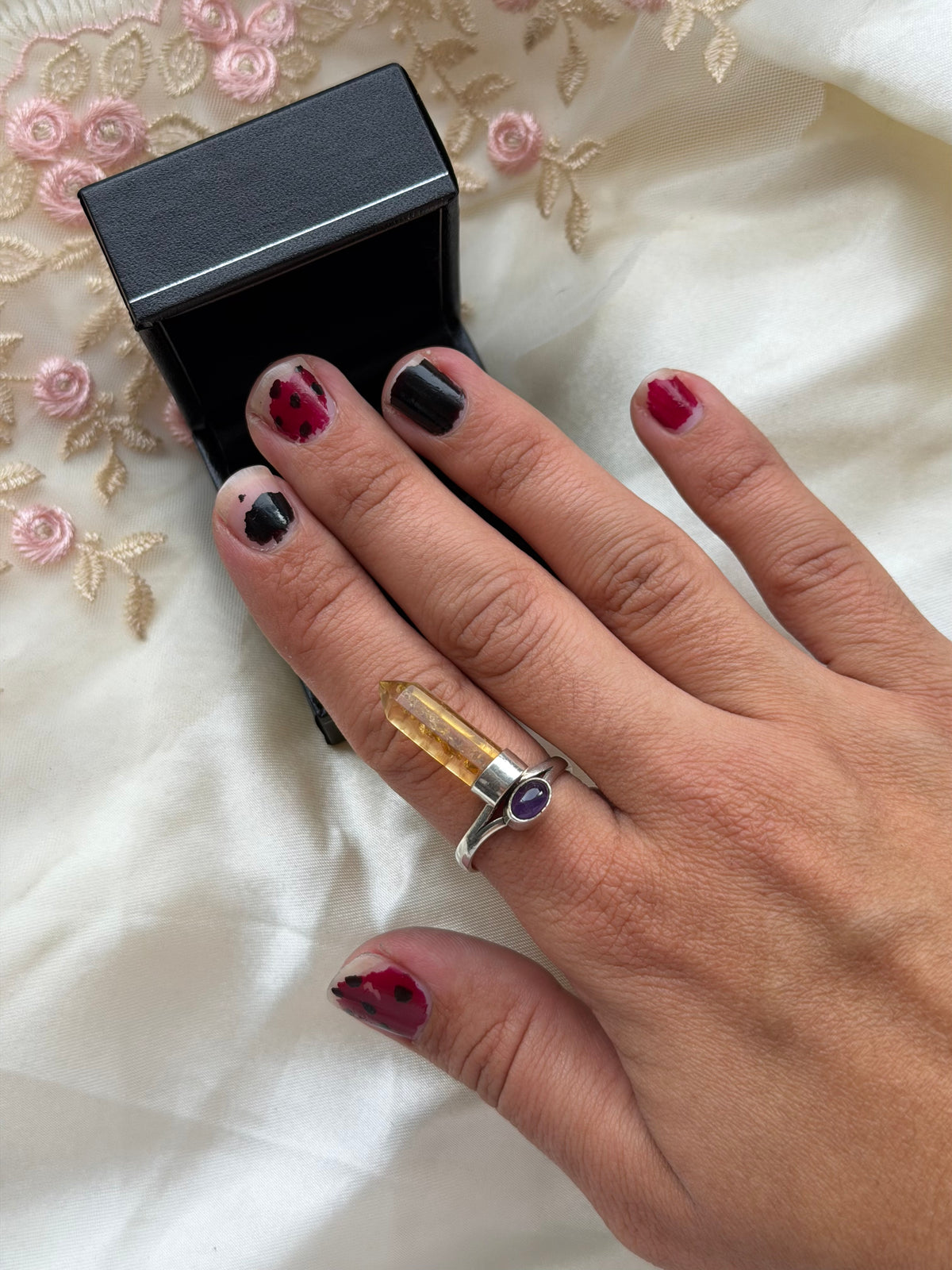 Amethyst & lemon quartz Sterling Silver Ring