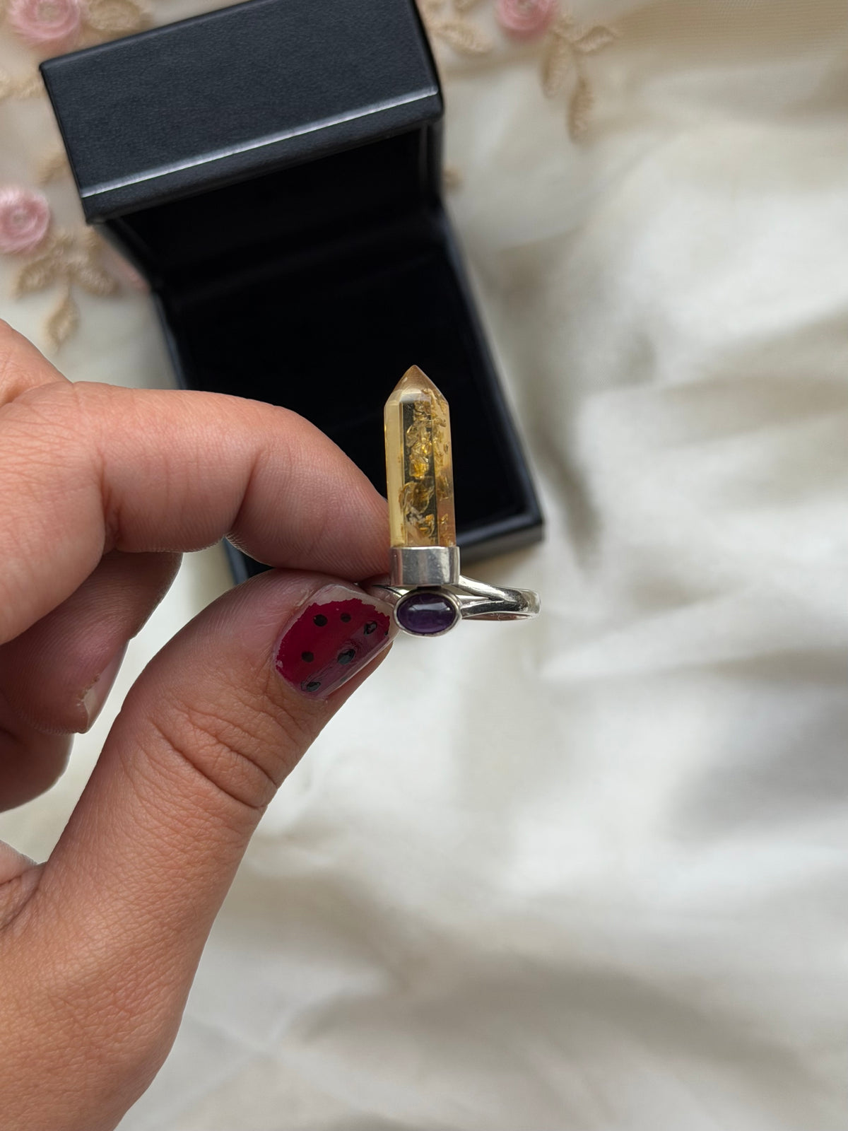 Amethyst & lemon quartz Sterling Silver Ring